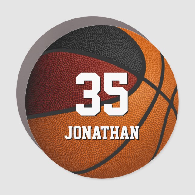 maroon black basketball sports team locker or car magnet (Front)