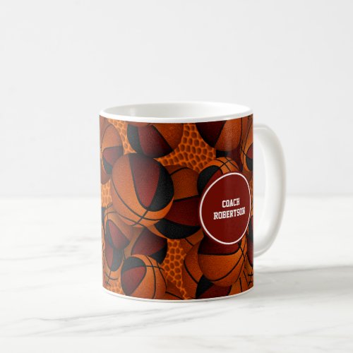 Maroon black basketball team colors coach name coffee mug