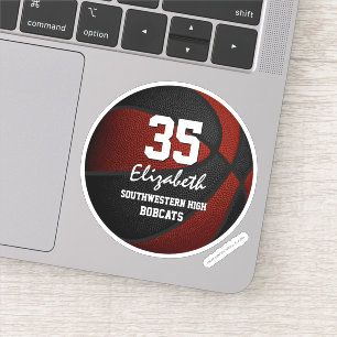 Maroon black basketball team party gift ideas sticker