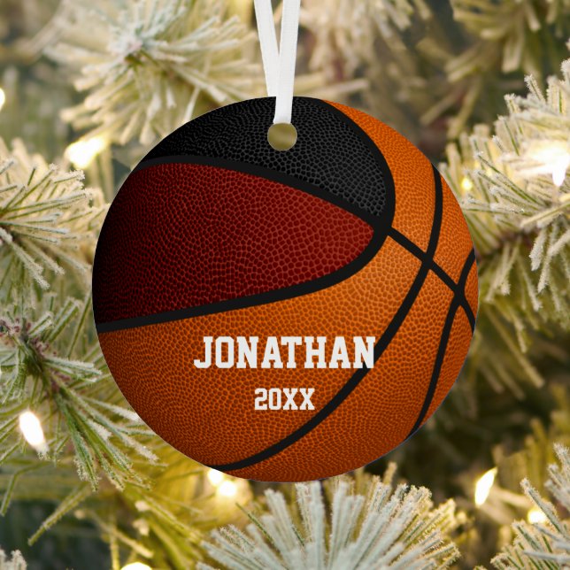 maroon black boys girls commemorative basketball metal ornament (Insitu)