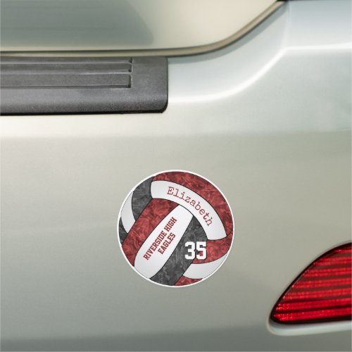 maroon black girly volleyball team colors car magnet