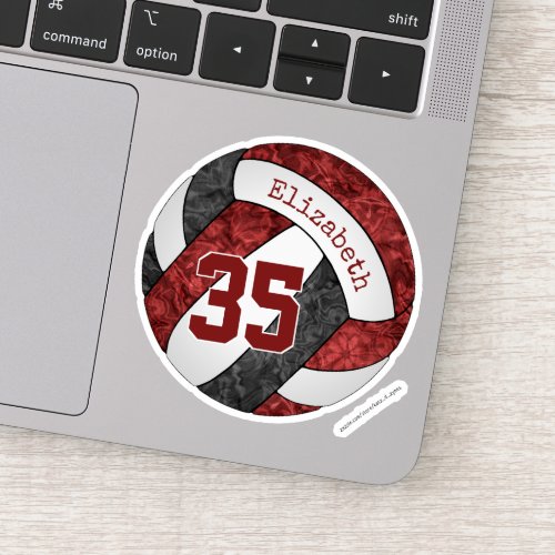 maroon black girly volleyball team colors sticker