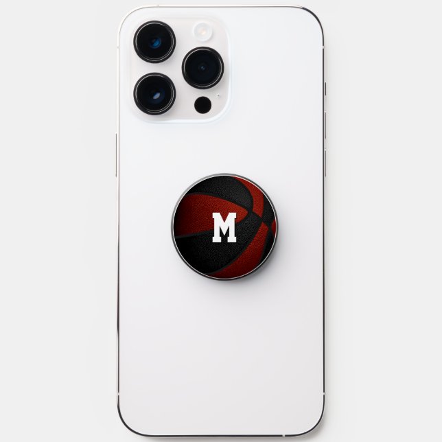 maroon black kids team sports basketball PopSocket (Front)