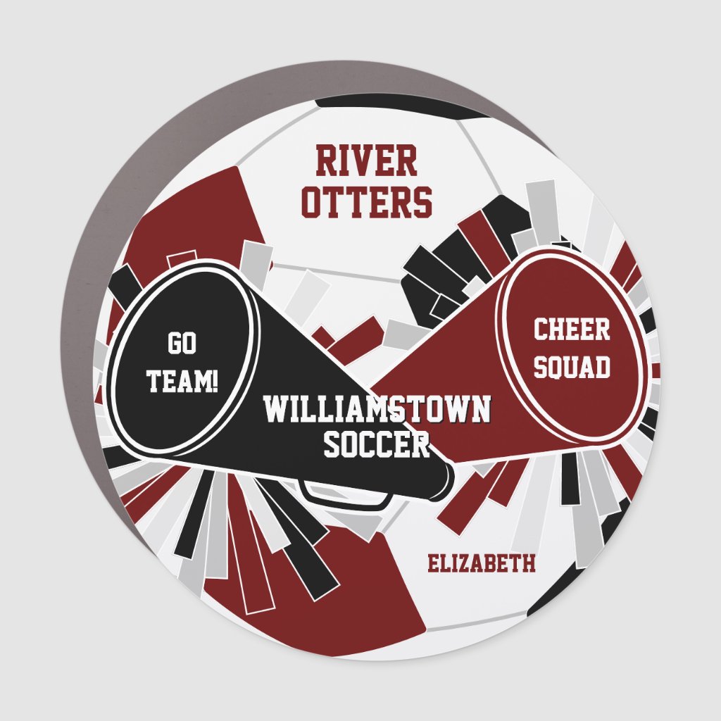 maroon black or ANY colors soccer cheer squad locker magnet