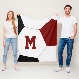maroon black or ANY team colors soccer player Fleece Blanket