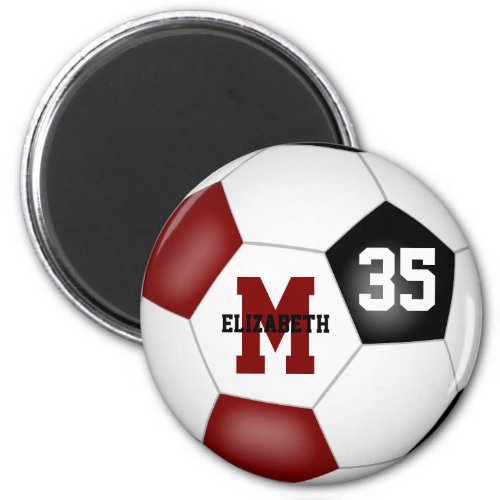 maroon black personalized soccer team colors  magnet