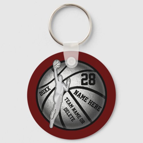 Maroon Black Silver Cheap Basketball Gifts GUYS Keychain