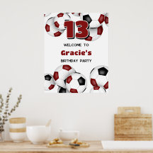 maroon black soccer balls kids birthday party