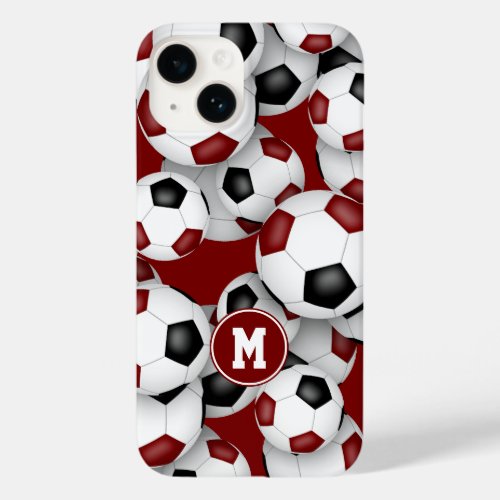 Maroon black soccer team colors sports pattern Case_Mate iPhone 14 case