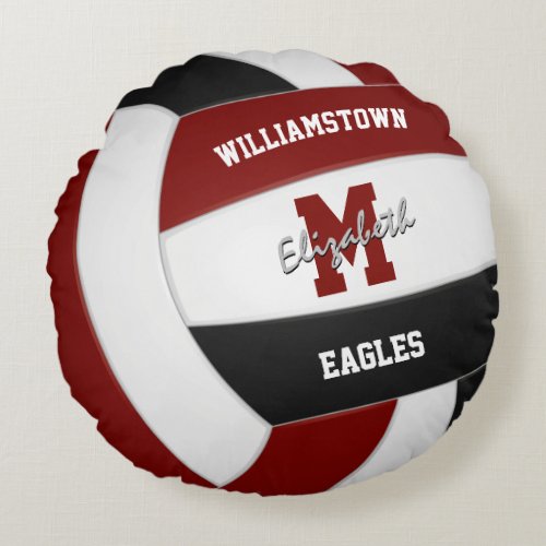 maroon and black sports team colors volleyball room round pillow