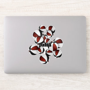 maroon black team colors basketballs player name sticker