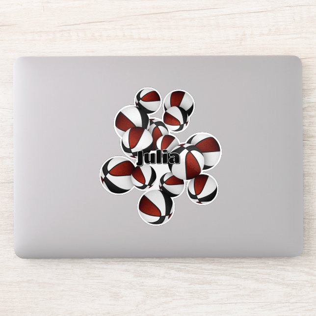 maroon black team colors basketballs player name sticker (Computer)