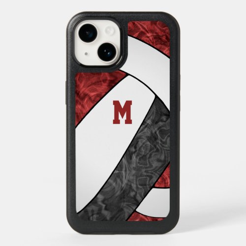 Maroon black team colors girls volleyball OtterBox iPhone 14 case