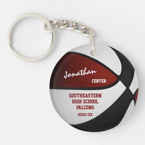 maroon black team colors personalized basketball keychain