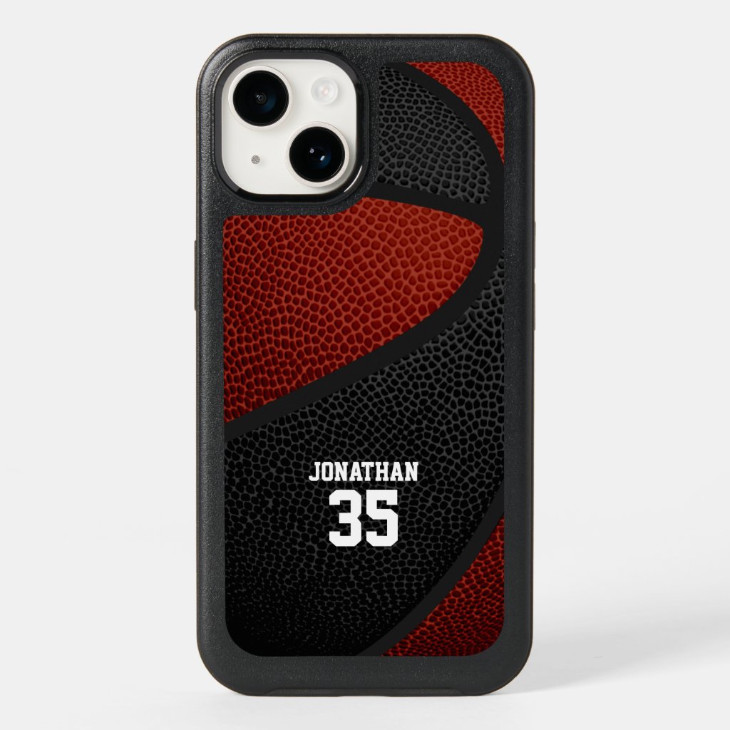 maroon black team colors personalized basketball OtterBox iPhone case