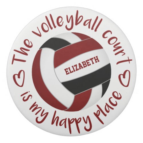 maroon black volleyball court my happy place eraser