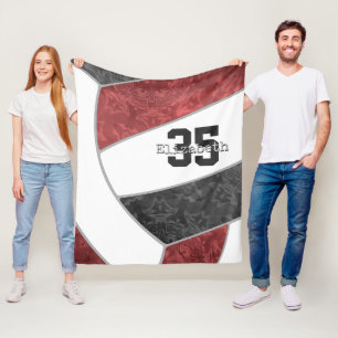 Maroon black volleyball girls name jersey number fleece blanket