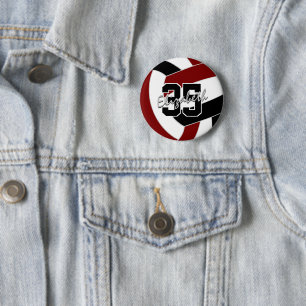 maroon black volleyball team colors button