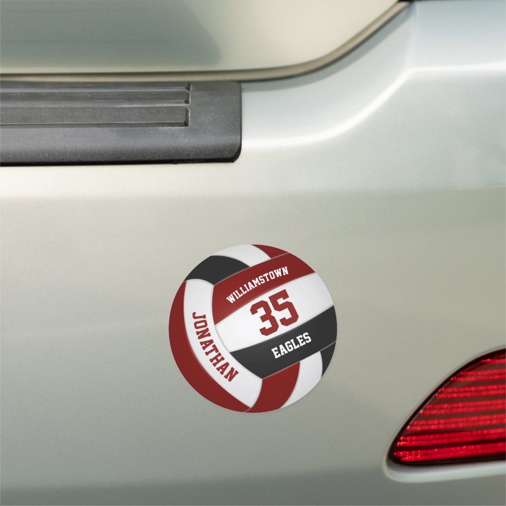 Maroon black volleyball team colors gym locker or car magnet