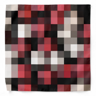 Maroon Black White Plaid Bandana