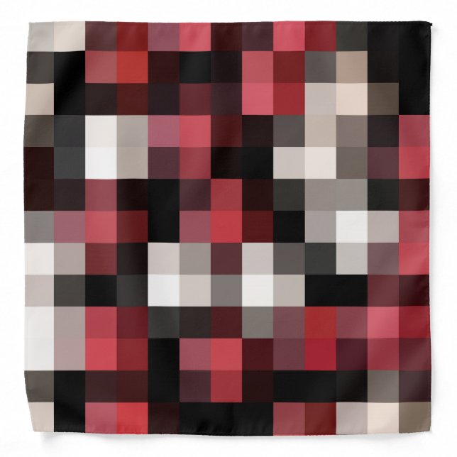 Maroon Black White Plaid Bandana (Front)