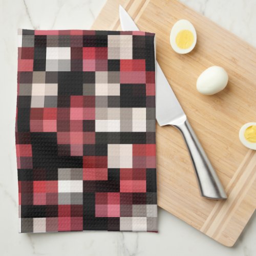 Maroon Black White Plaid Towel