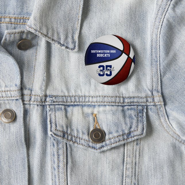 Maroon blue athletic team colors basketball button (In Situ)