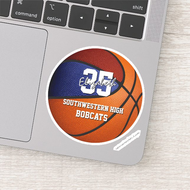 Maroon blue basketball athlete gifts under 10 sticker (Detail)
