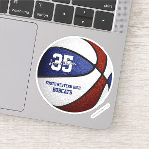 Maroon blue basketball team colors personalized sticker