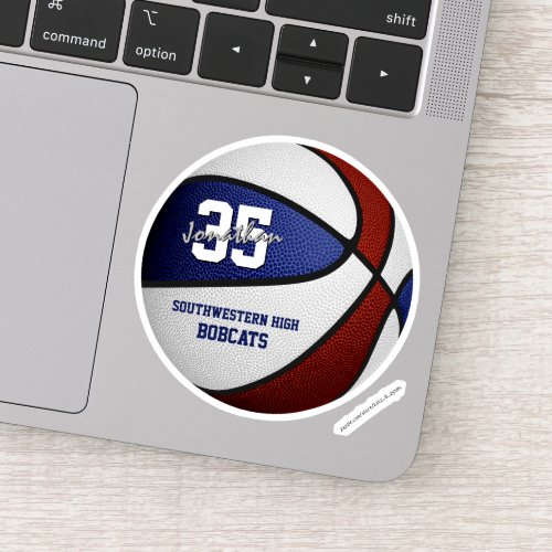 Maroon blue basketball team colors personalized sticker