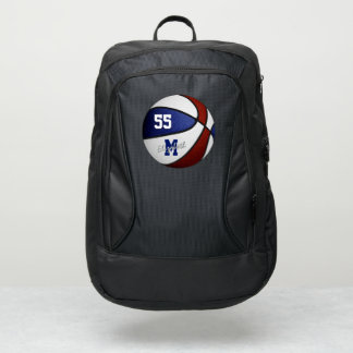 Maroon blue basketball team colors w athlete name  port authority® backpack