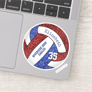 Maroon blue girly volleyball team colors sticker