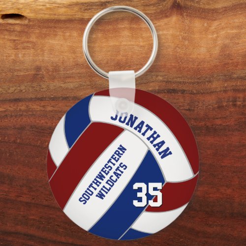 maroon blue personalized volleyball keychain
