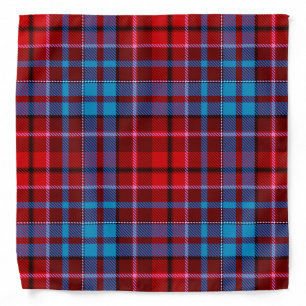 Maroon Blue Red Plaid Tartan Design  Bandana