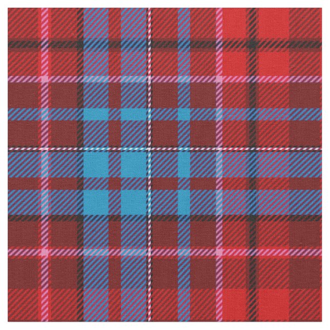 Maroon Blue Red Plaid Tartan Design  Fabric (Close Up)