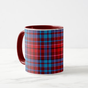 Maroon Blue Red Plaid Tartan Design Mug
