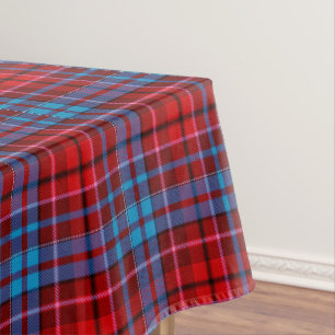 Maroon Blue Red Plaid Tartan Design  Tablecloth