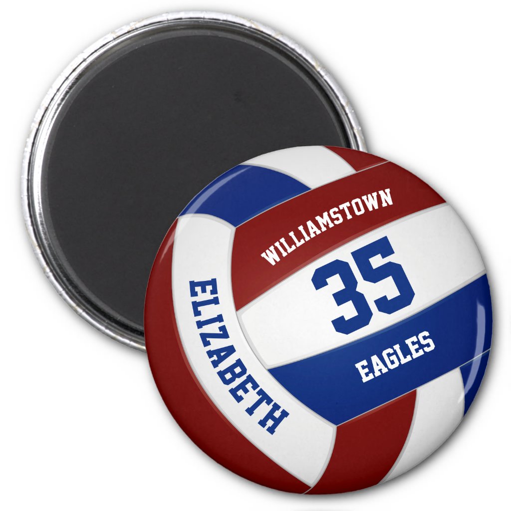 Maroon blue team colors volleyball club magnet