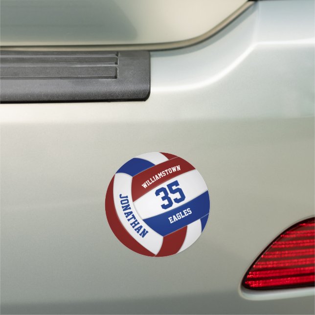 Maroon blue volleyball spirit day locker or car magnet (In Situ)