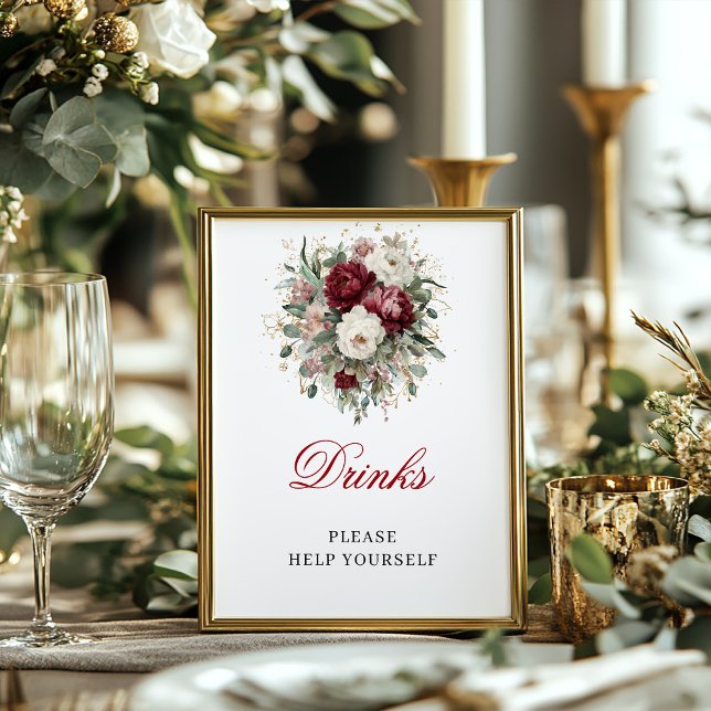 Maroon Blush Burgundy Drinks 8x10 Tabletop Sign (Maroon Blush Burgundy Drinks 8x10 Tabletop Sign)