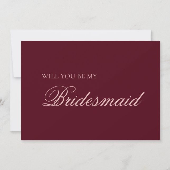 Maroon & Blush Pink Bridesmaid Proposal Card (Front)