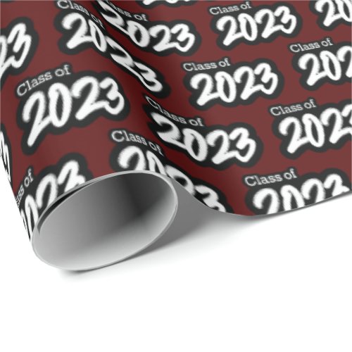 Maroon Bold Brush Class of 2023 Wrapping Paper