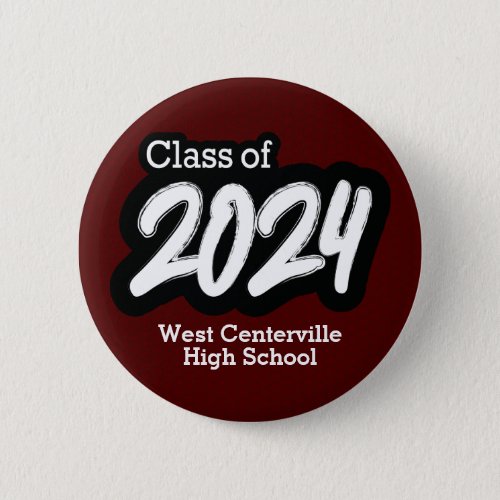 Maroon Bold Brush Class of 2024 Button