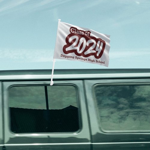 Maroon Bold Brush Class of 2024 Car Flag