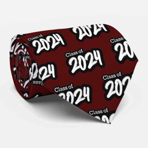 Maroon Bold Brush Class of 2024 Neck Tie