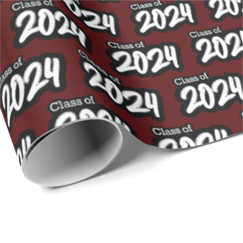 Maroon Bold Brush Class of 2024 Wrapping Paper