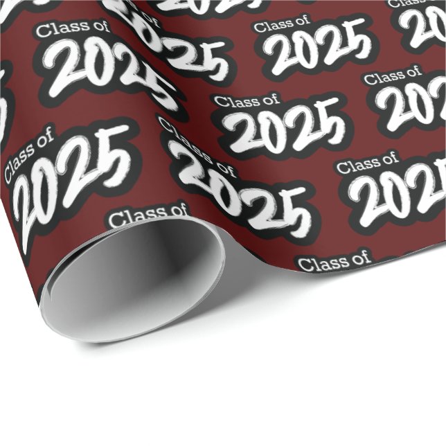 Maroon Bold Brush Class of 2025 Wrapping Paper (Roll Corner)