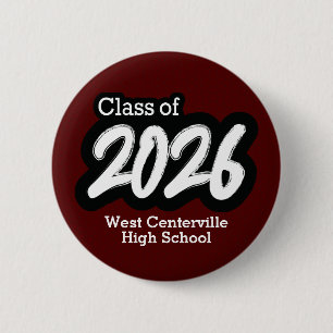Maroon Bold Brush Class of 2026 Button