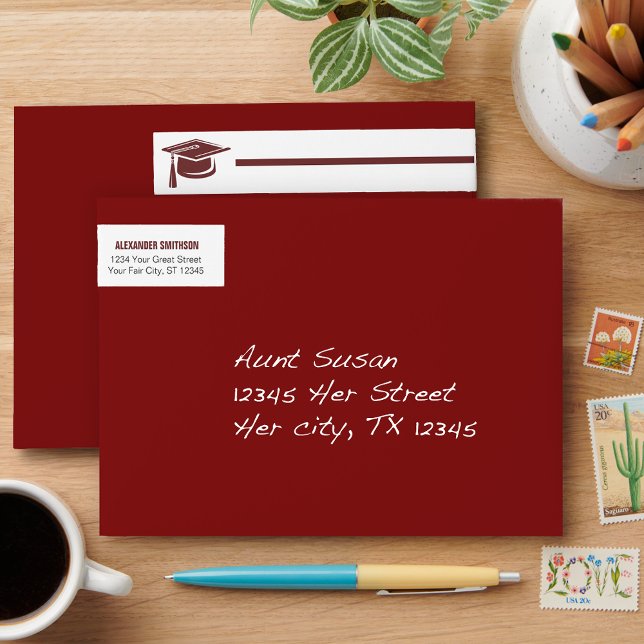 Maroon Bold Cap Graduation Wrap Around Label (Creator Uploaded)