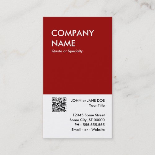 maroon bold design your own QR code Business Card